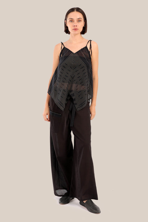 Printed short top with thin adjustable straps